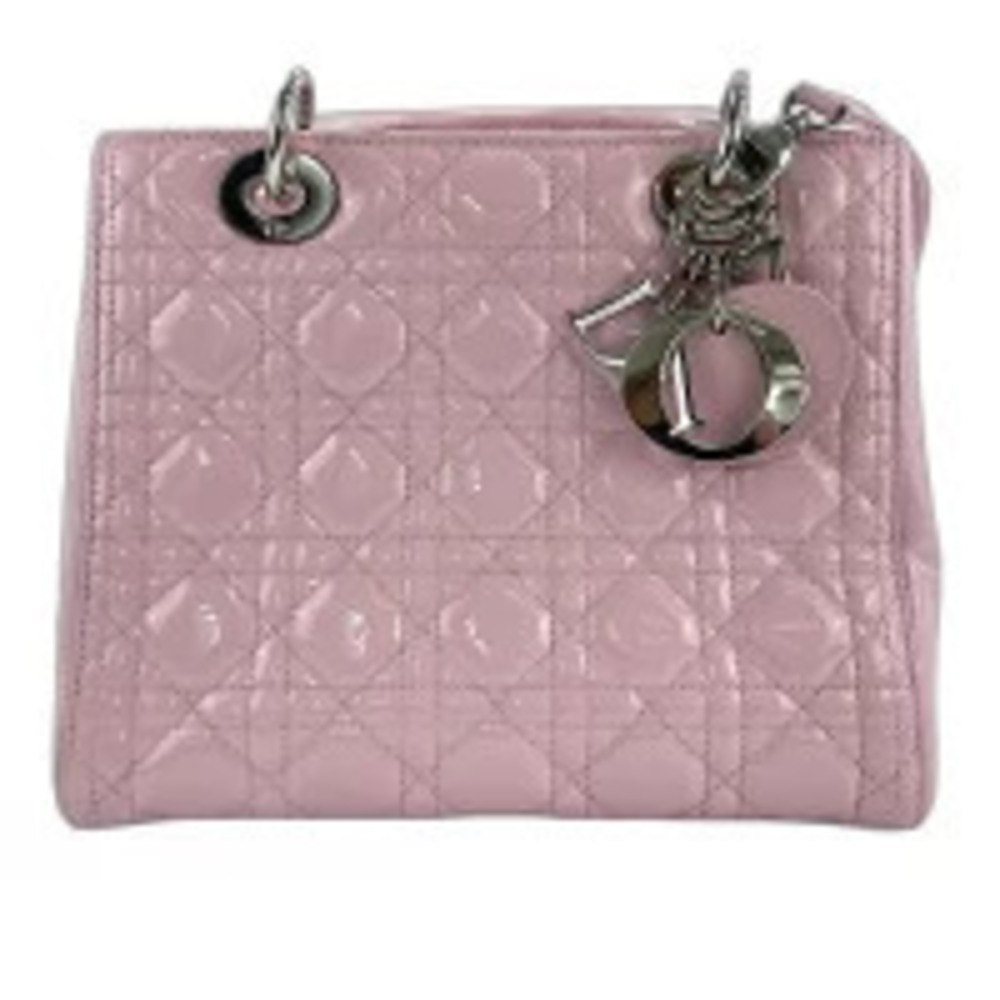 Christian Dior Lady Handbag Enamel Pink